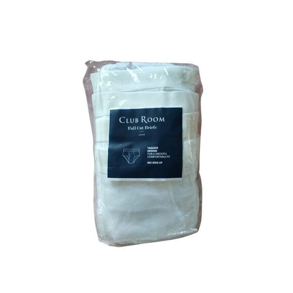 Club Room 8 Pack Full Cut Boxer Briefs Cotton Poly Blend White Comfort Fit. - Picture 2 of 7